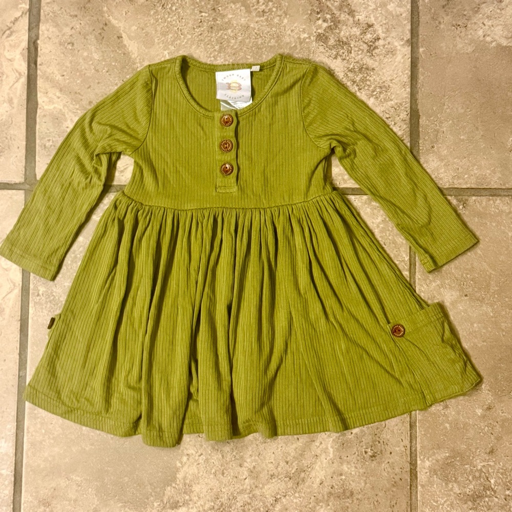 Swoon Baby 24 mo bamboo long sleeve green dress
